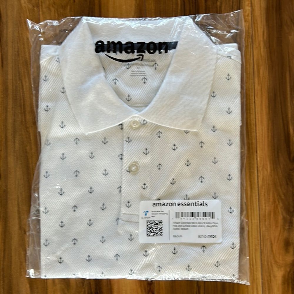NEW Amazon Essentials Mens Anchor Polo Shirt